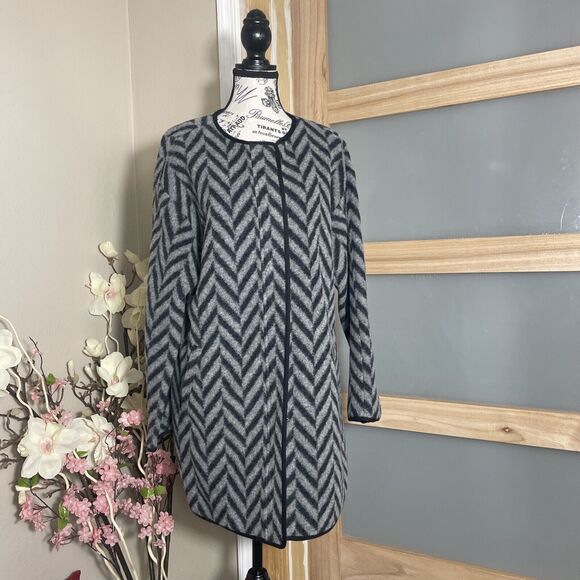 Talbots Womens Wool Blend Cardigan Sweater Medium Front Zipper Gray Long Sleeves - Picture 1 of 8